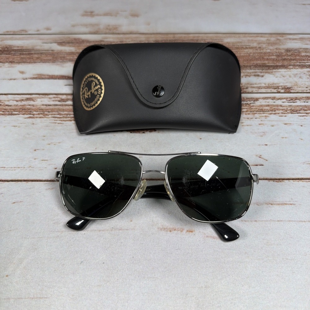 Ray-Ban RB3483 004 Gunmetal Square Frame Mens Sunglasses With Black Case